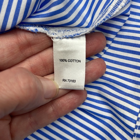 Cupio Off the Shoulder Blue and White Striped Flutter Sleeve Top Size XL - Picture 4 of 10